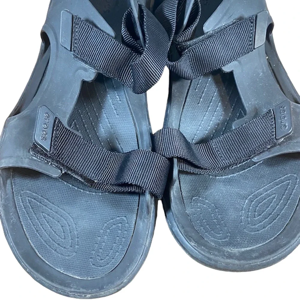 Crocs Men’s Black Double Strap Velcro Open Toe Casual Sandals Size 13